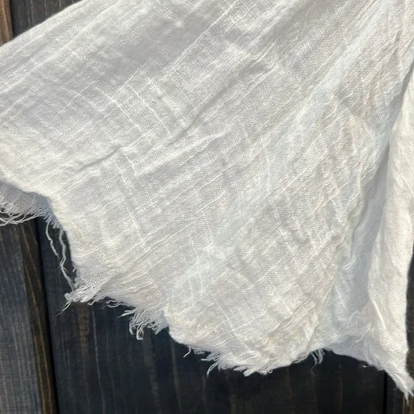 Free People Greta Gauze Top M Ivory Button Front Bell Sleeves Lightweight Sheer - Picture 10 of 15